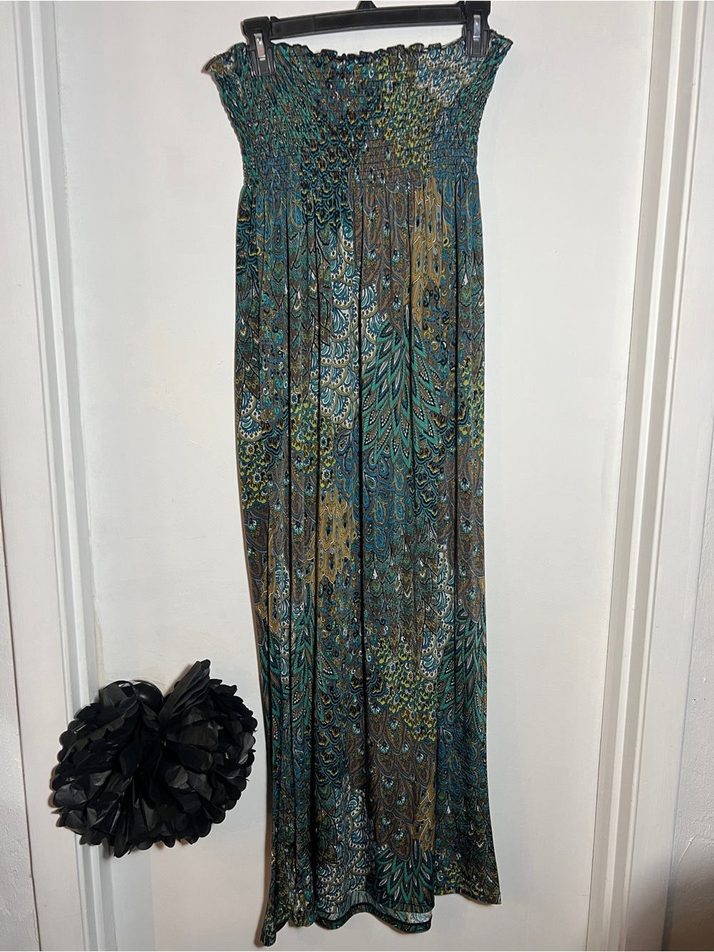 Tube Top Peacock Paisley Dress